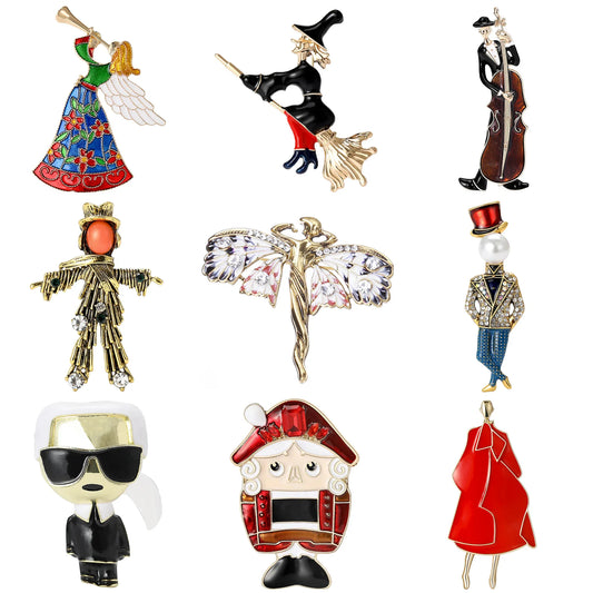 Enamel Angel Brooches for Women Unisex