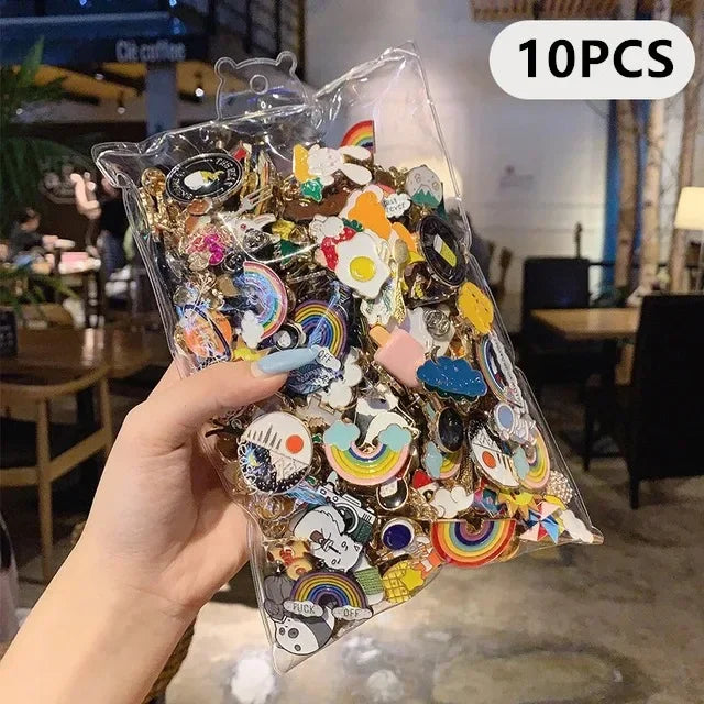 10-100Pcs Enamel Badges Pins Brooches Cute Cartoon Brooches Small Metal Jewelry with Many Different Shapes