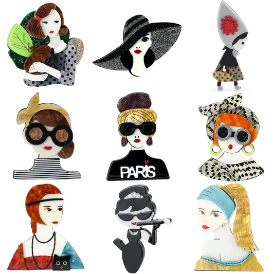Acrylic Girls Brooches for Women Unisex